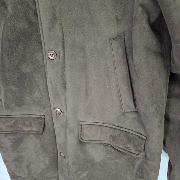 LL Bean Chore Barn Coat Mens Brown Faux Suede Sherpa Lined Jacket Size XL Tall - Picture 3 of 8